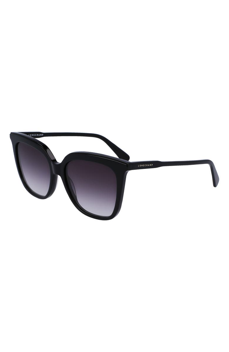 Longchamp 53mm Rectangular Sunglasses, Alternate, color, Black