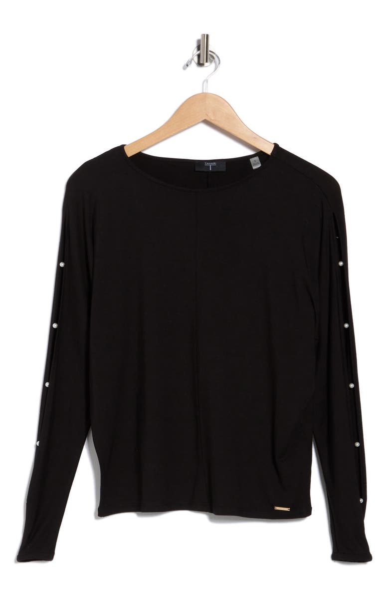 T Tahari Cutout Dolman Sleeve Top, Alternate, color, Black