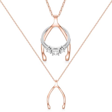 Original Wishbone Ring Holder Necklace, Stainless Steel Wedding & Engagement Ring Keeper, Gender Inclusive