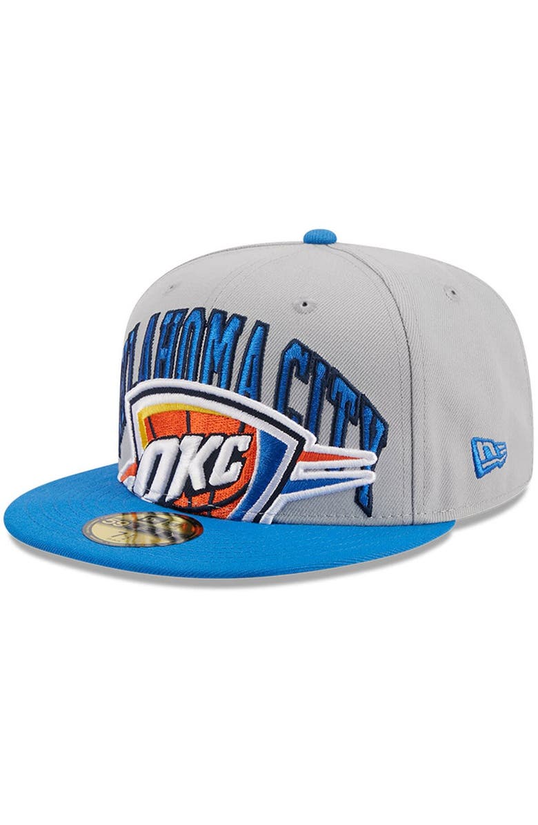 New Era Men's New Era Gray/Blue Oklahoma City Thunder Tip-Off Two-Tone 59FIFTY Fitted Hat, Alternate, color,