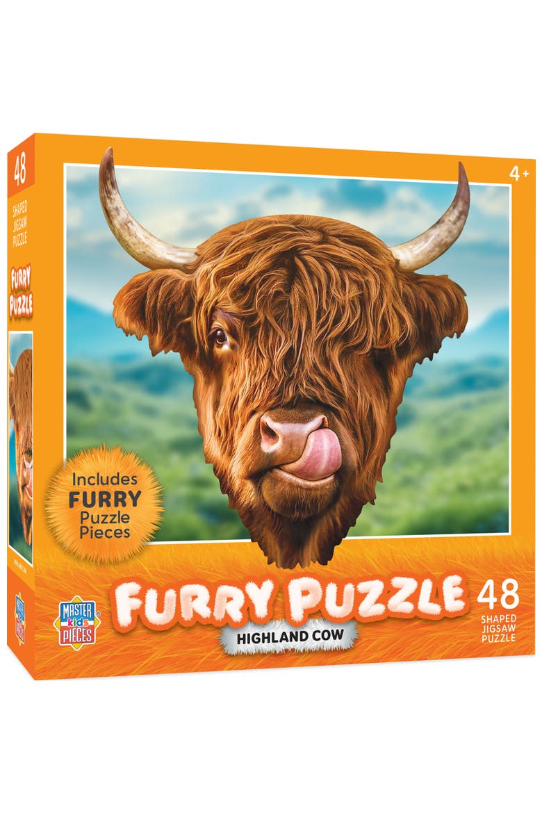 Furry Puzzle - Highland Cow 48 Piece Jigsaw Puzzle, Main, color, Multicolor