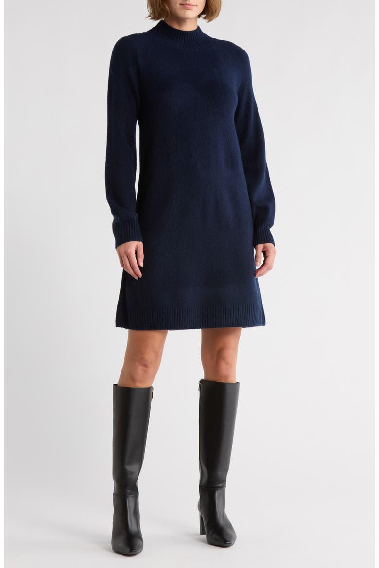 Mock Neck Long Sleeve Sweater Dress, Main, color, CLASSIC NAVY