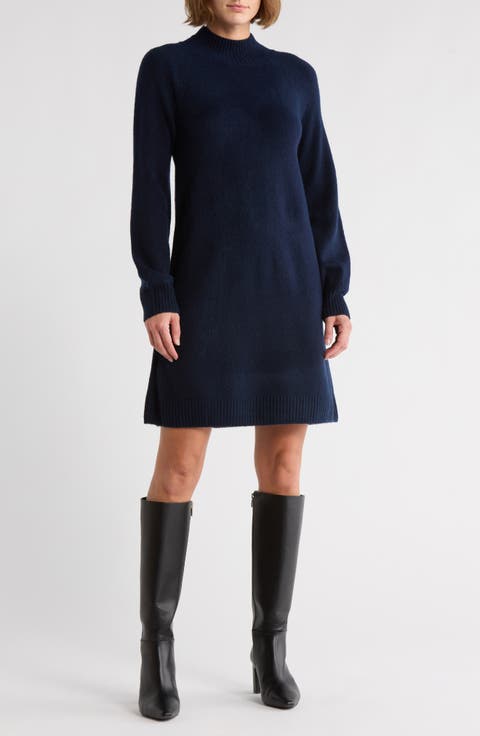 Mock Neck Long Sleeve Sweater Dress
