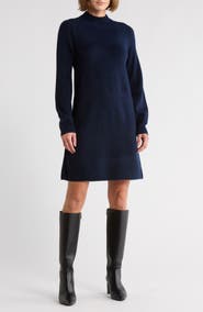 Halogen® Mock Neck Long Sleeve Sweater Dress