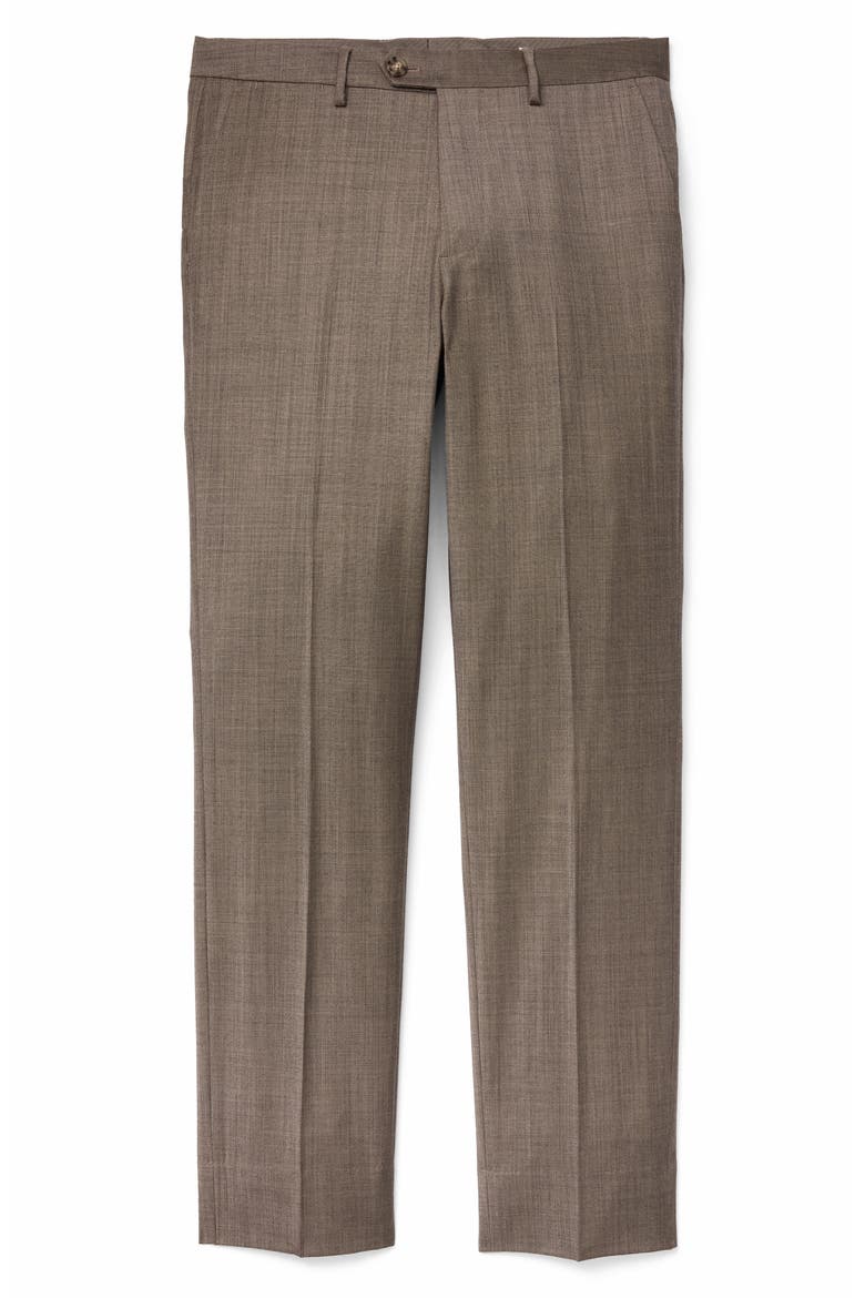 WOOL DRESS PANT, Alternate, color, DARK KHAKI SHARKSKIN