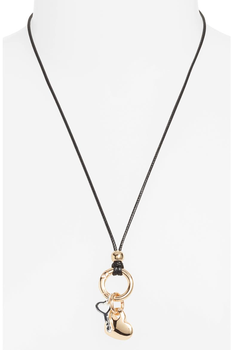 Key to My Heart Cord Necklace, Alternate, color, GOLD- SILVER- BLACK
