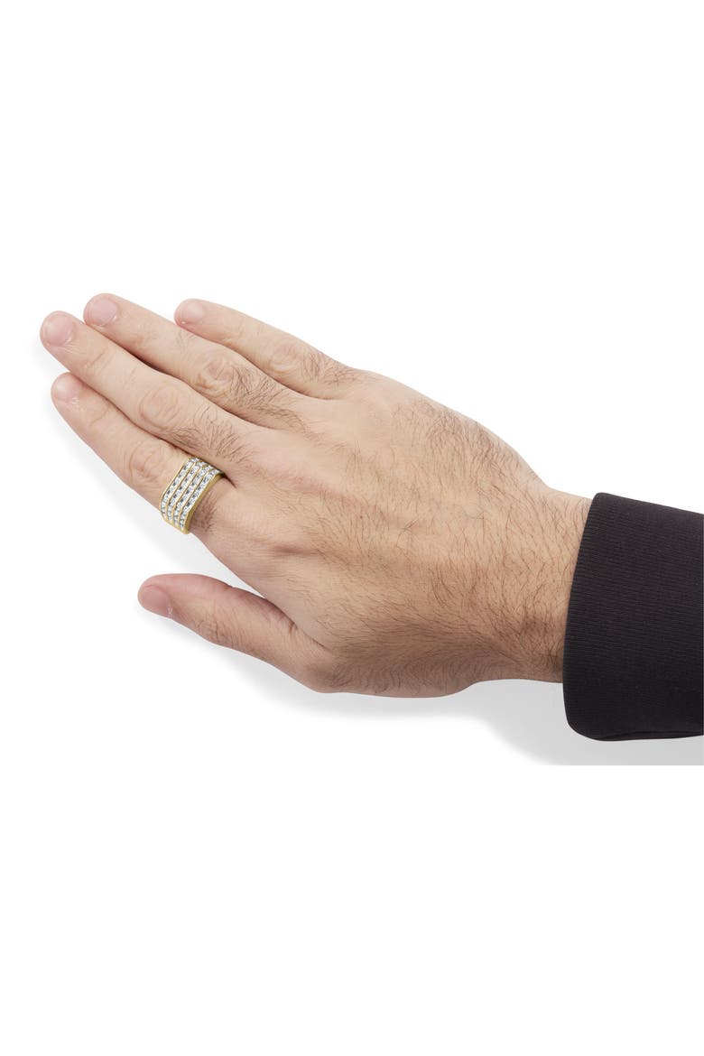 Men's 10K Yellow Gold 1.00 Cttw Diamond Multi Row Ring Band, Alternate, color, Yellow Gold