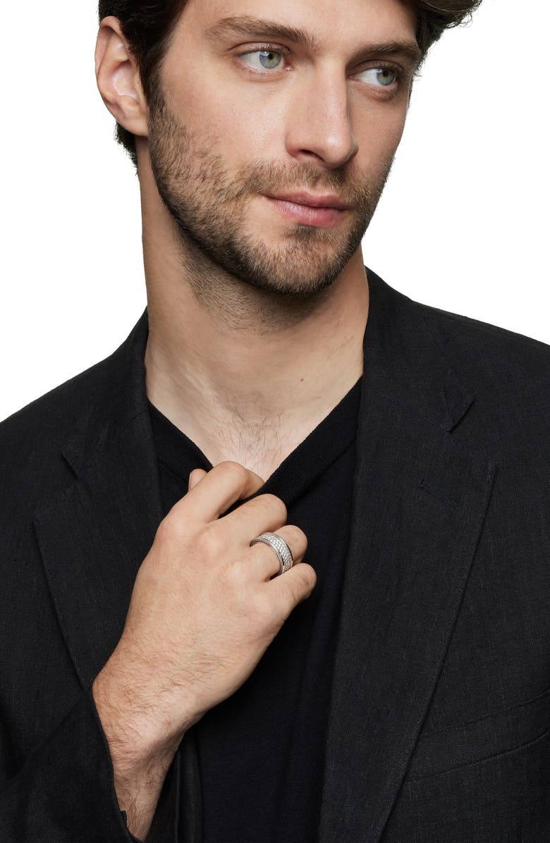 David Yurman Men's Streamline<sup>®</sup> Pavé Three Row Band in Sterling Silver with Diamonds, 8.5mm, Alternate, color, Silver