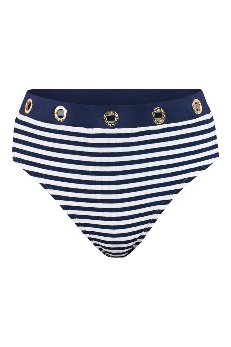 Sail High Waist Bikini Bottoms, Alternate, color, INDIGO