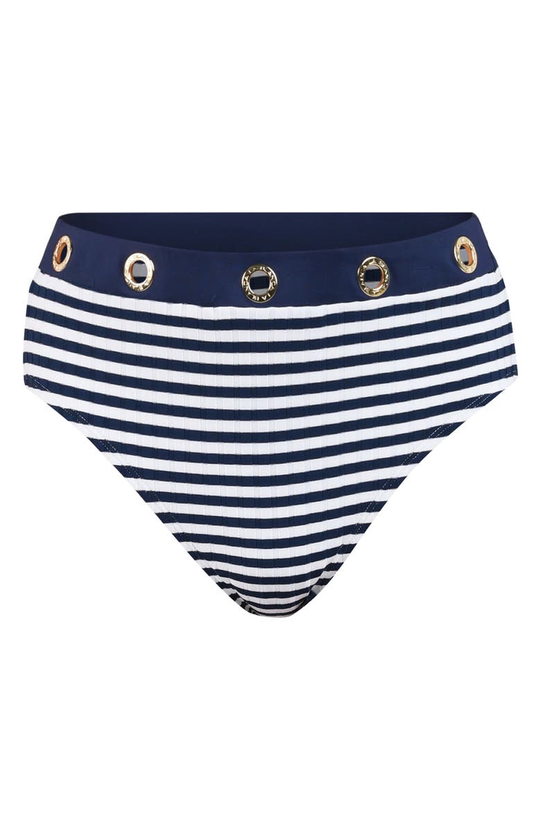 La Blanca Sail High Waist Bikini Bottoms, Alternate, color, Indigo