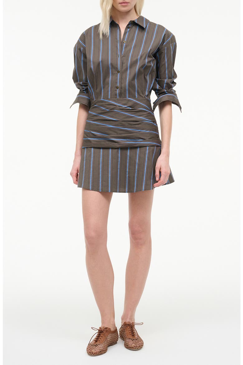Indya Pinstripe Button-Up Mini Shirtdress, Main, color, HUNTINGTON STRIPE