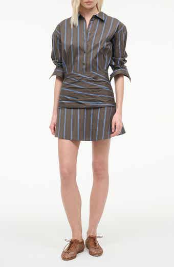 Indya Pinstripe Button-Up Mini Shirtdress