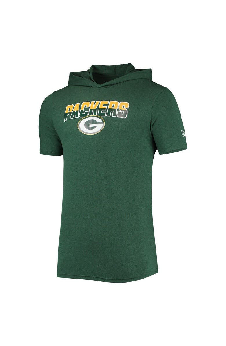 New Era Men's New Era Heathered Green Green Bay Packers Team Brushed Hoodie T-Shirt, Alternate, color, Green