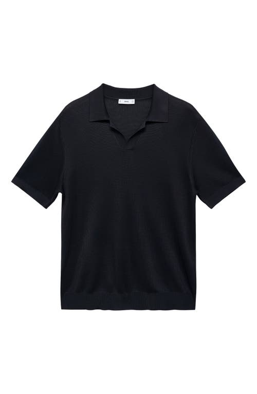 Mango Johnny Collar Ribbed Polo Sweater In Blue