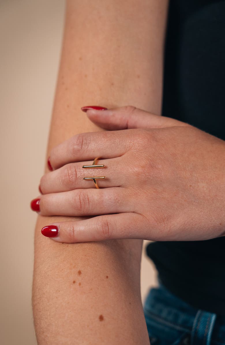 Sterling Forever Parallel Split Ring, Alternate, color, Gold