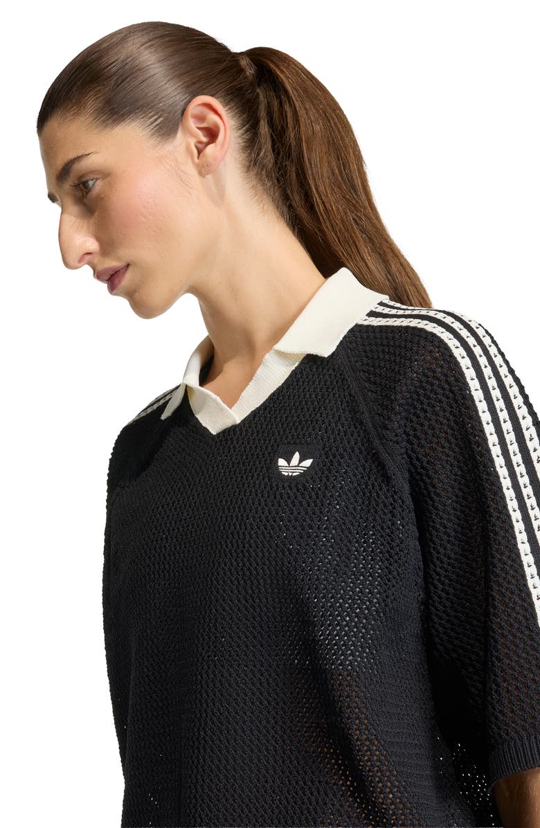 adidas Originals Open Stitch Polo, Alternate, color, Black