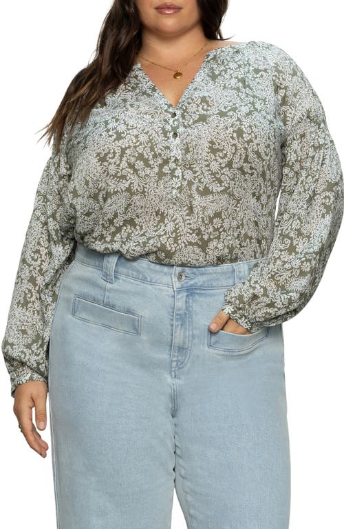 Sanctuary Sunday's Best Floral Print Top In Green