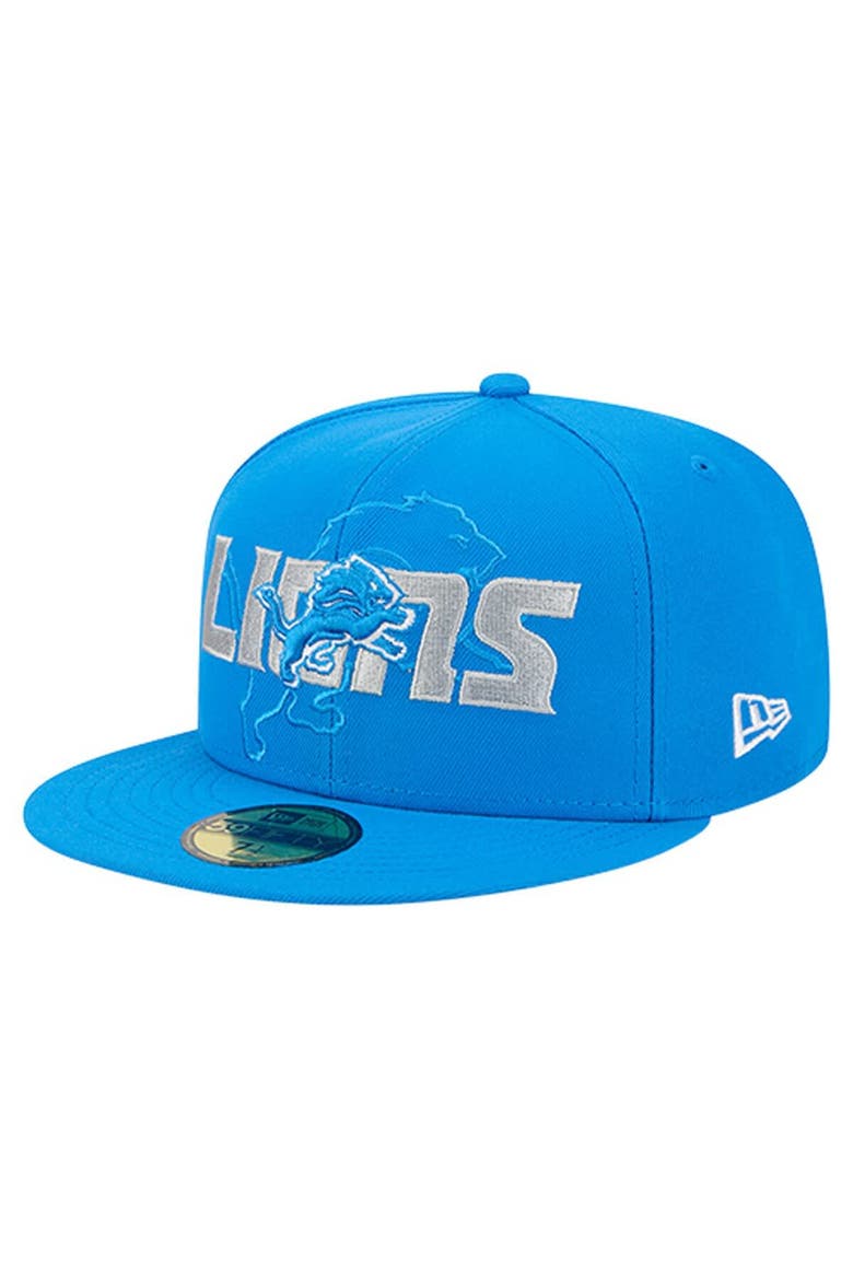 Men's New Era  Blue Detroit Lions Overlap Wordmark 59FIFTY Fitted Hat, Main, color, Blue
