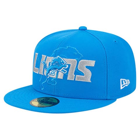 Men's New Era  Blue Detroit Lions Overlap Wordmark 59FIFTY Fitted Hat