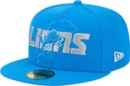 New Era Men's New Era Blue Detroit Lions Overlap Wordmark 59FIFTY Fitted Hat