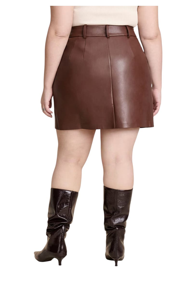 Faux Leather Mini Skirt, Alternate, color, CHOCOLATE FONDANT
