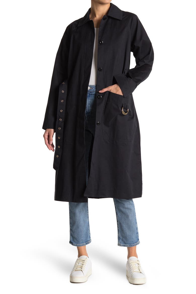 Belted Trench Coat, Main, color, DARK NAVY