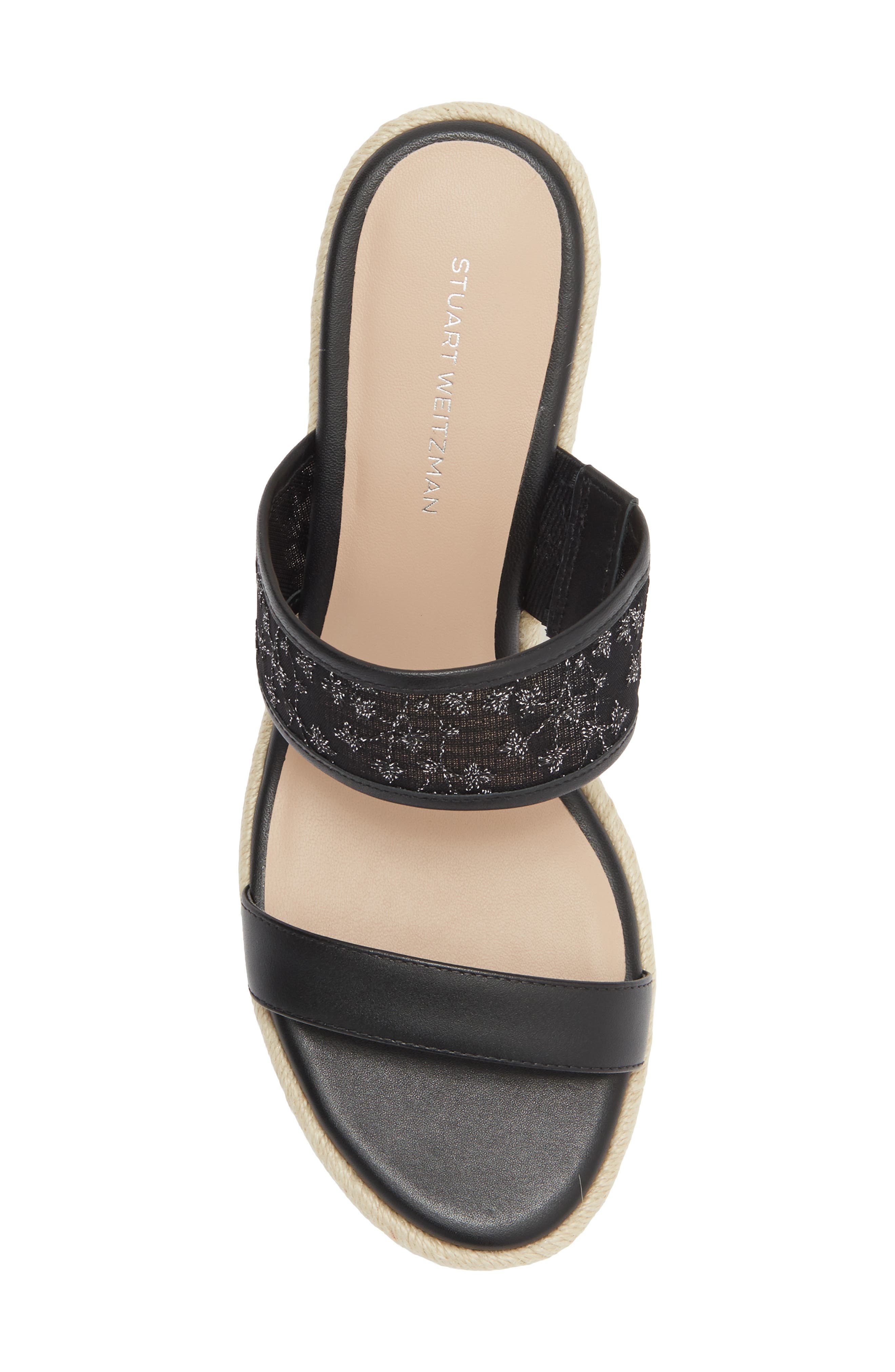 Stuart Weitzman Lily Espadrille Wedge Slide Sandal, Alternate, color, Black