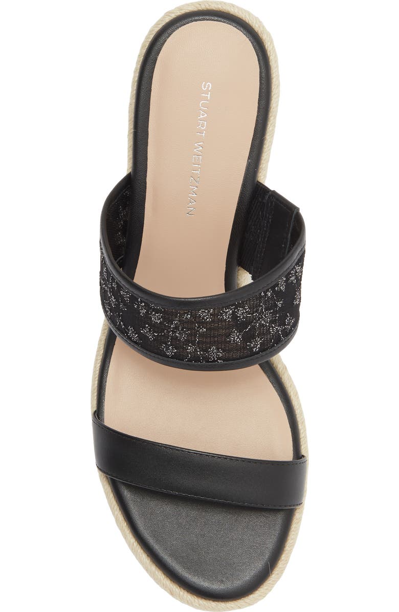 Stuart Weitzman Lily Espadrille Wedge Slide Sandal, Alternate, color, Black