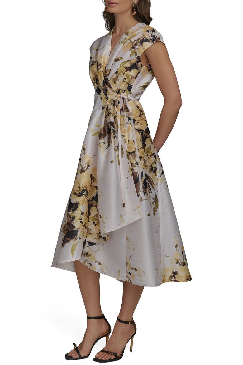 Floral Tiered Wrap Dress, Alternate, color, LIMONCELLO MULTI