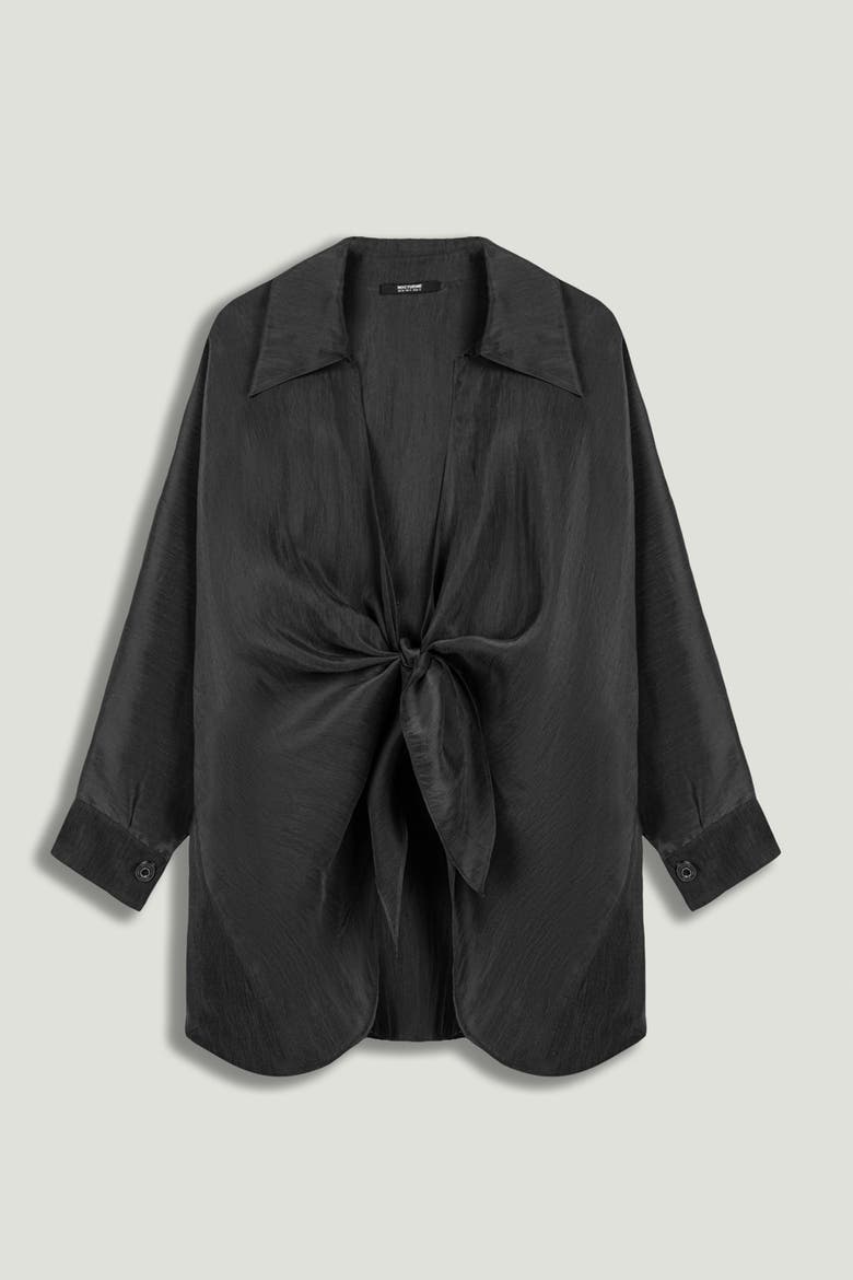 Front-Tie Longline Shirt, Alternate, color, Anthracite