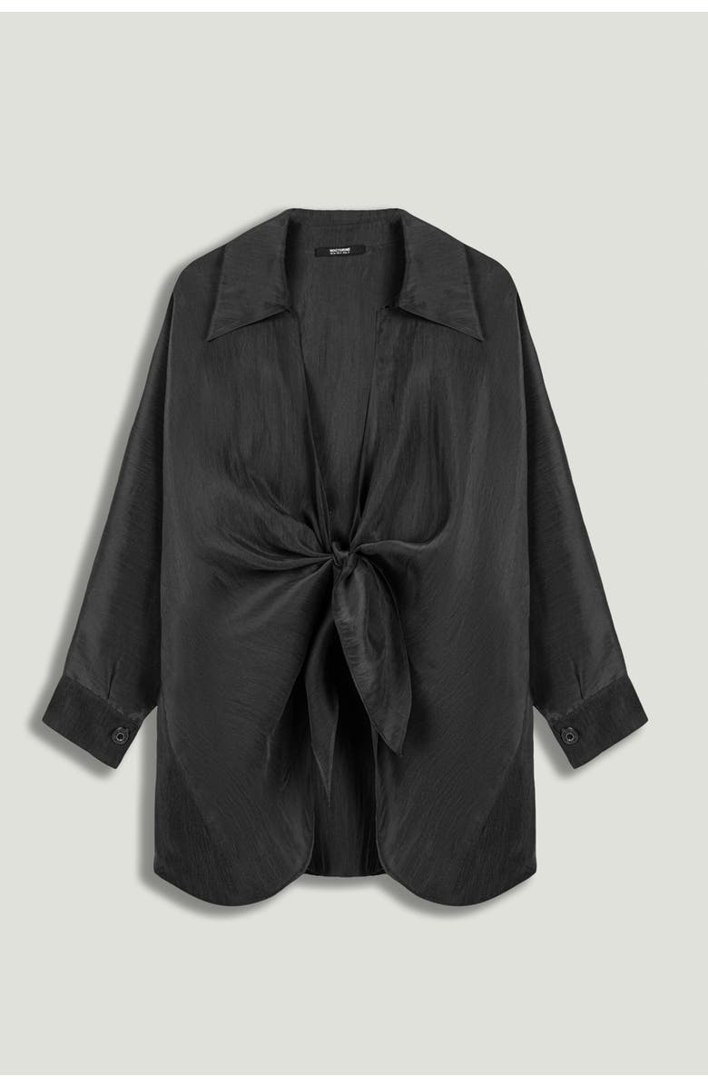 Nocturne Front-Tie Longline Shirt, Alternate, color, Anthracite