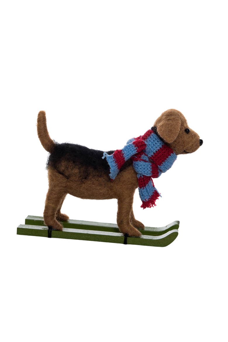 Dog On Skis Figurine, Alternate, color, Blue