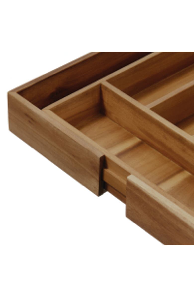 iDesign Expandable Acacia Wood Cutlery Drawer Organizer -Natural, Alternate, color, Natural
