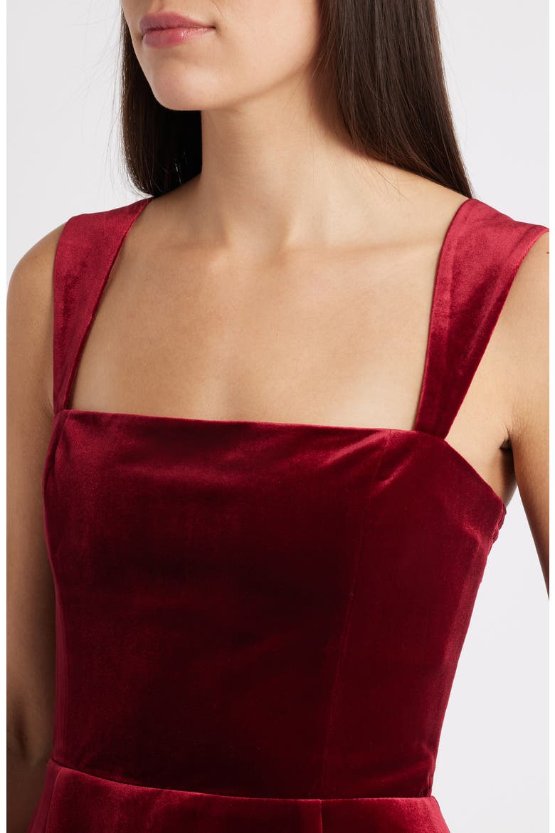 Bethany Velvet Skort Romper, Alternate, color, SCARLET