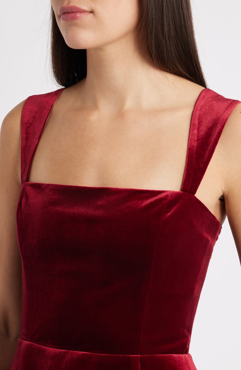 Amanda Uprichard Bethany Velvet Skort Romper, Alternate, color, Scarlet