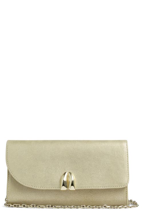 Lk Bennett Florence Curve Flap Leather Clutch In Gold