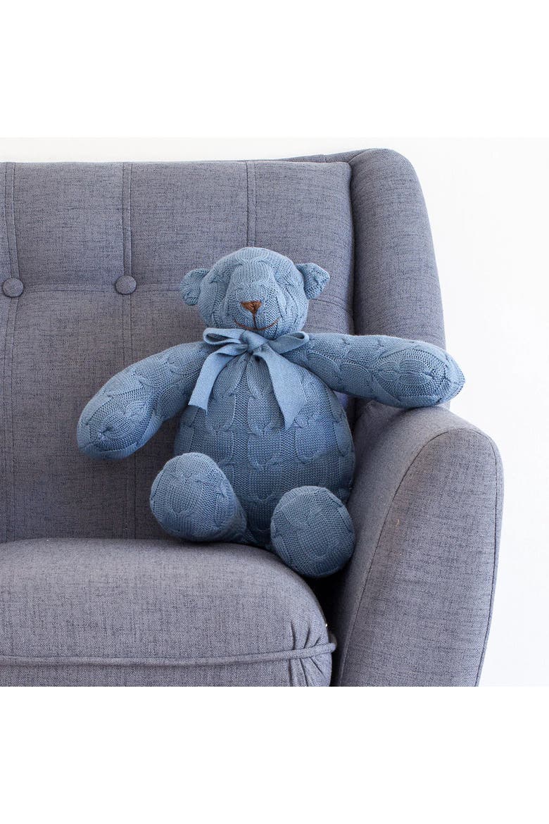 Plush Cable Knit Teddy Bear, Alternate, color, Dark Blue