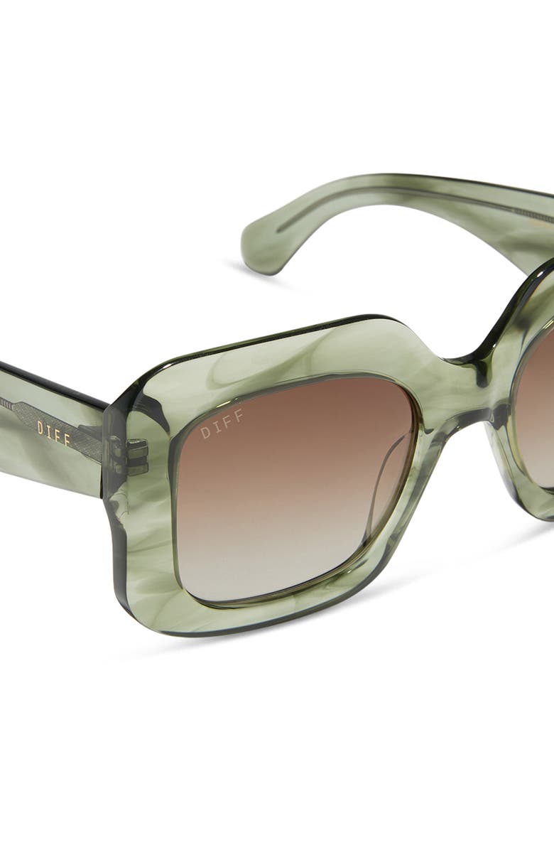 DIFF Giada 52mm Polarized Square Sunglasses, Alternate, color, Cool Matcha / Brown Gradient