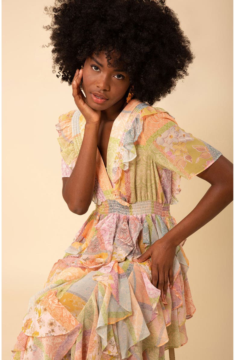 Hale Bob Aspen Ruffle Chiffon Dress, Alternate, color, 