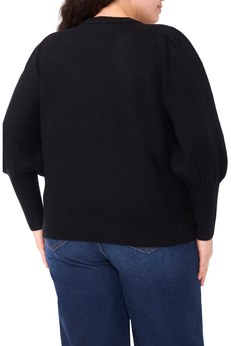 Faux Pearl Heart Applique Sweater, Alternate, color, RICH BLACK