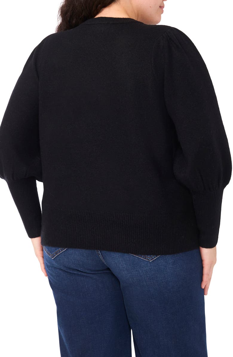 CeCe Faux Pearl Heart Applique Sweater, Alternate, color, Rich Black