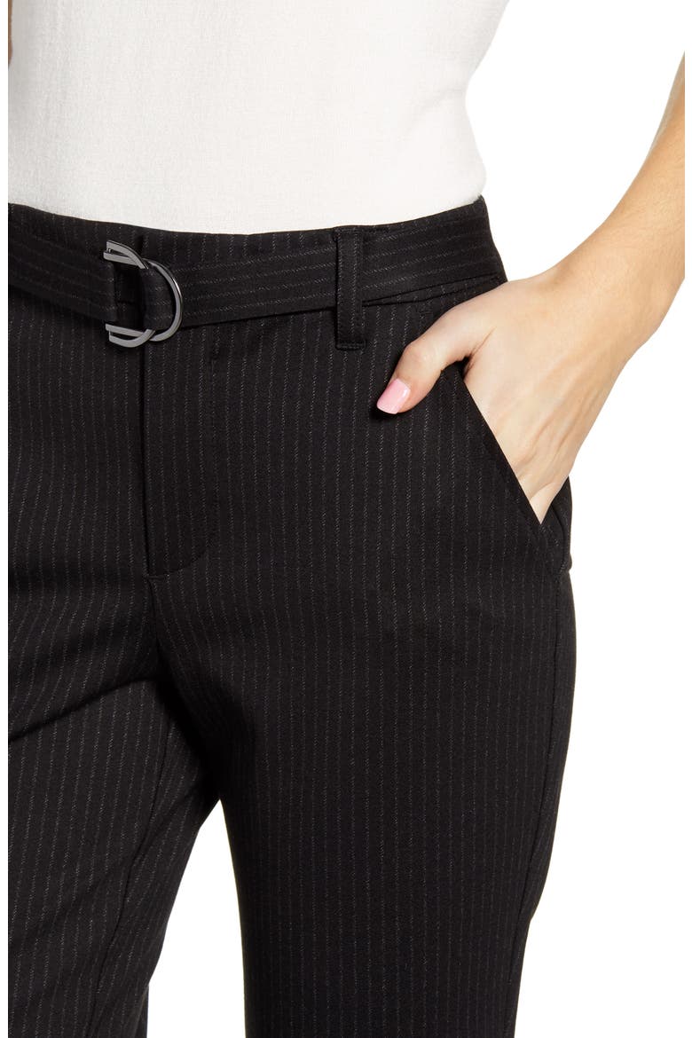 Ab-Solution High Waist Pinstripe Ponte Trousers (Nordstrom Exclusive), Alternate, color, BKW - BLACK/WHITE