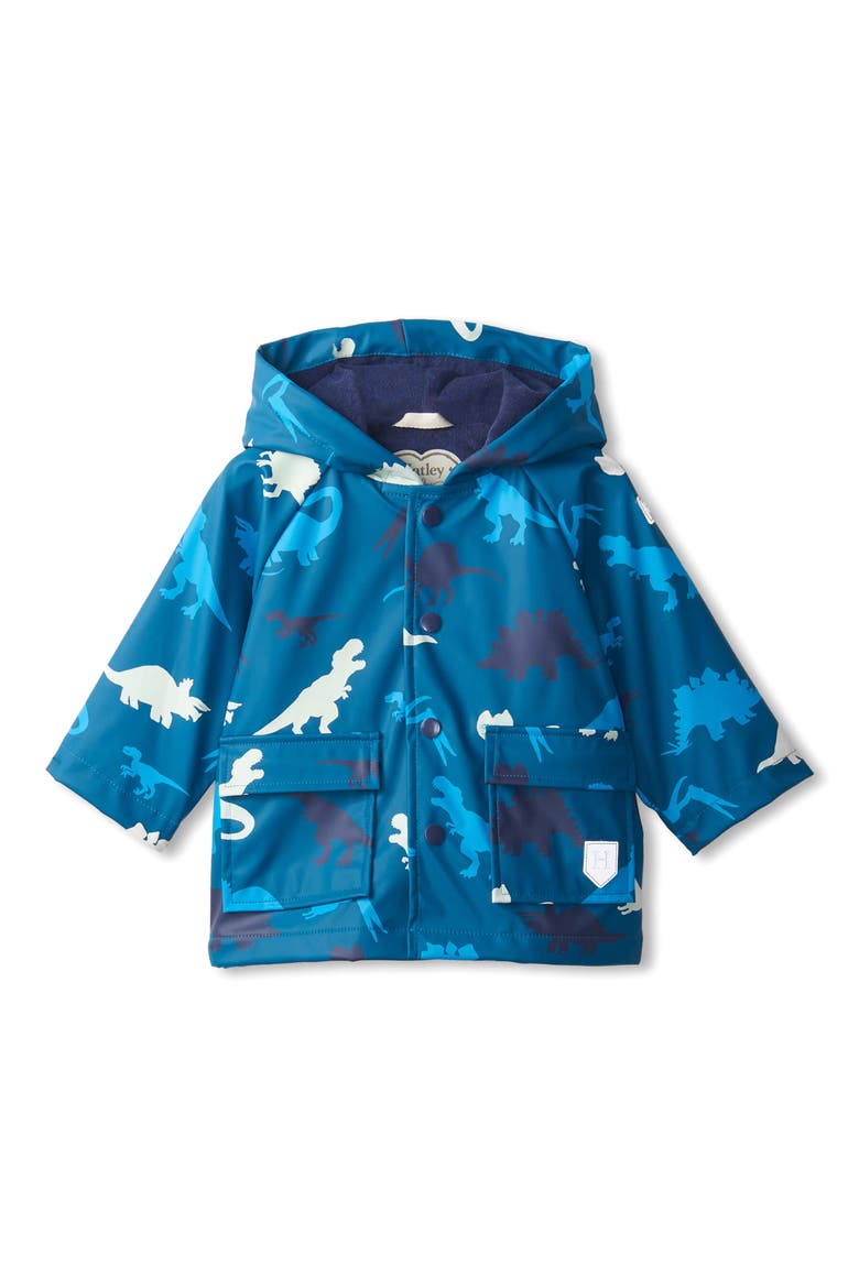 Real Dinos Color Changing Hooded Raincoat, Alternate, color, BLUE