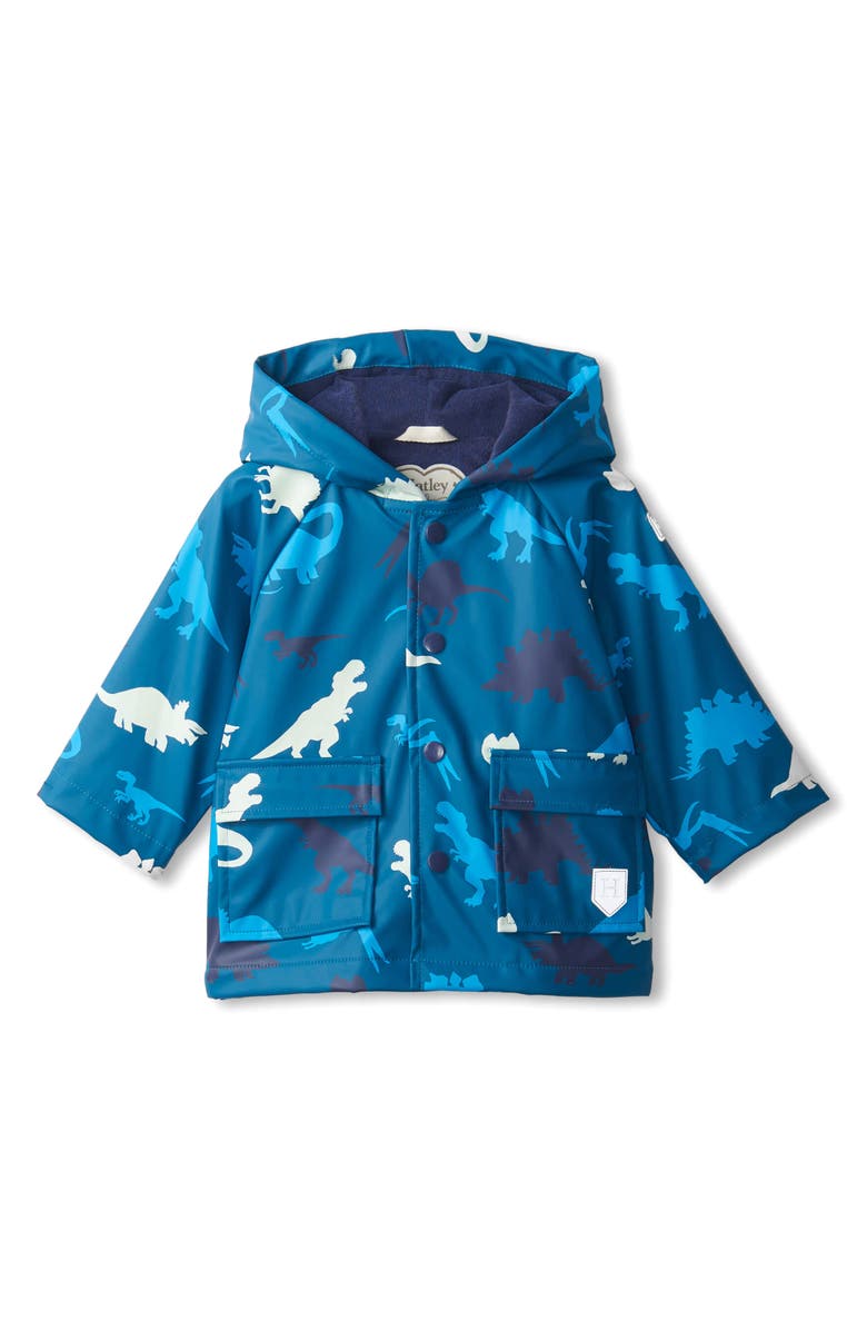 Hatley Real Dinos Color Changing Hooded Raincoat, Alternate, color, 
