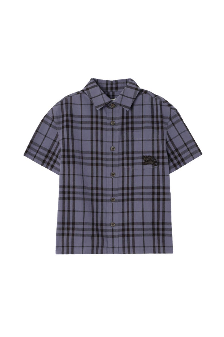 Check Cotton Chambray Shirt, Main, color, Damson blue/black
