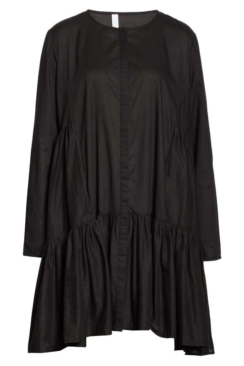 Martel Long Sleeve Cotton Tunic Dress, Alternate, color, BLACK