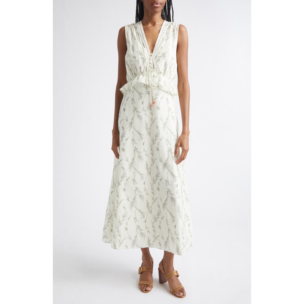 Veronica Beard Dominick Floral Cotton & Silk Dress in Dove Multi at Nordstrom, Size 12