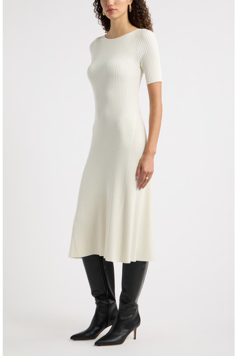 Rib Boat Neck Sweater Dress, Alternate, color, IVORY TOFU