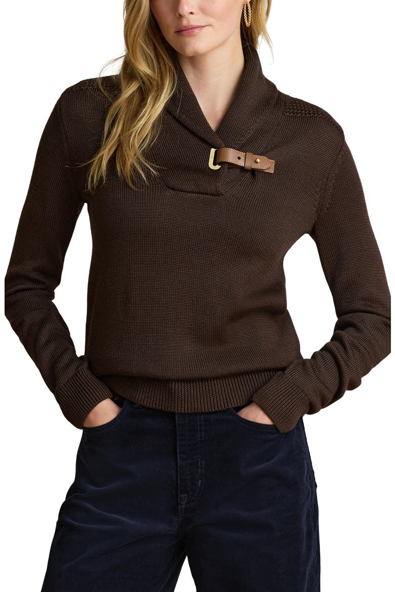 Shawl Collar Sweater, Main, color, BROWN