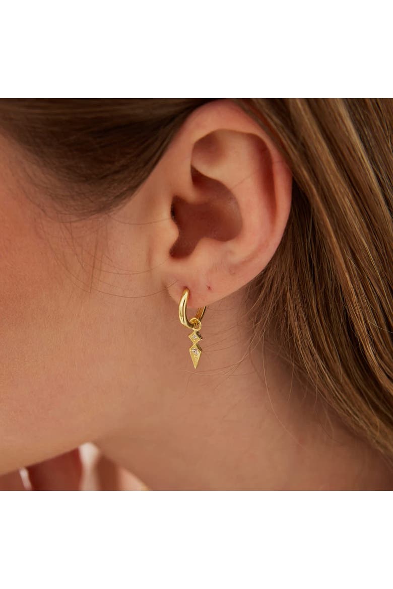 Sterling Silver Pave Spike Rhombus Drop Earrings, Alternate, color, Gold